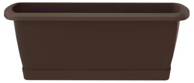 Produktbild von Brauner Kunststoff-Balkonkasten Topf 39,2x18,4 cm mit Sockel Espana