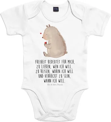 Produktbild von Mr. & Mrs. Panda babykleidung body Bär Marienkäfer 1. - 3. Monat - Heather Grey - Geschenk, Motivation, strampelanzug, Das Leben Ist schön, Strampler Baby, Liebe, Teddy