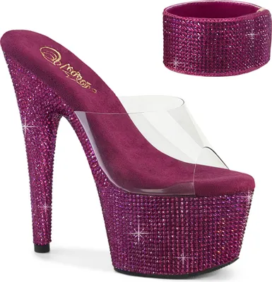 Produktbild von BEJEWELED-712RS Damen Slipper von Pleaser, Transparent Pink , EU 42, US 12
