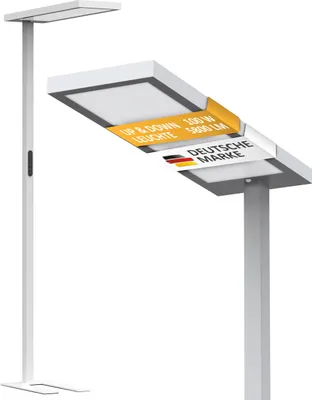 Image de Lampe sur pied LED Northpoint pour bureau, 100 W, 195 cm, avec détecteur de mouvement, 5800 lm, intensité variable, minuterie, blanche