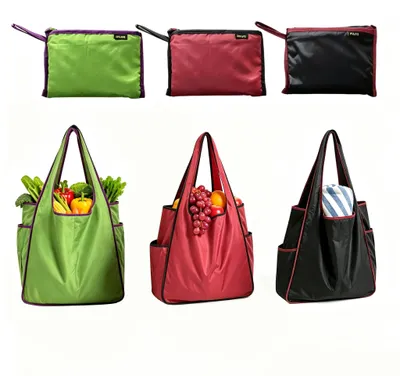 Produktbild von Einkaufstasche faltbar - 3 Stück Set - Große Strandtasche und Shopping Bag