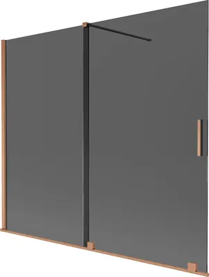 Produktbild von Mexen Velar Duschwand 2-flügelig verschiebbar 180 x 150 cm, Graphit, gebürstetes Kupfer - 896-180-000-41-65