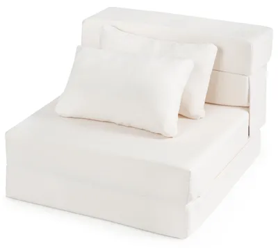 Produktbild von KOMFOTTEU Schlafsofa, 3 in 1 Schlafcouch faltbar mit Schlaffunktion, Schlafsessel mit waschbarem Bezug aus Chenille-Stoff, Bodensessel mit 2 Kissen, Bodensofa für Einzelperson
