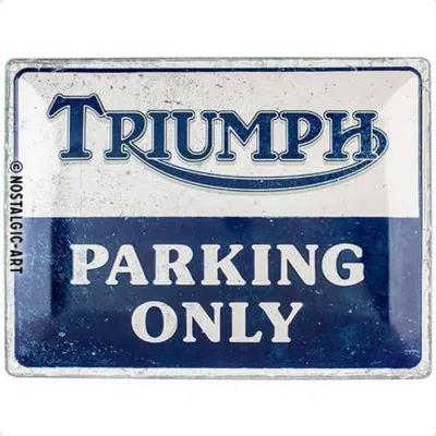 Zdjęcie produktu dla Tablica metalowa w stylu retro, "Triumph", informująca o parkingu, wymiary 30 x 40 cm