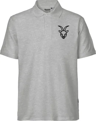 Produktbild von Huuraa Herren Polo Shirt Steinbock Sternzeichen Symbol M Sport Grey Bio Baumwolle Fairtrade Poloshirt Geschenkidee