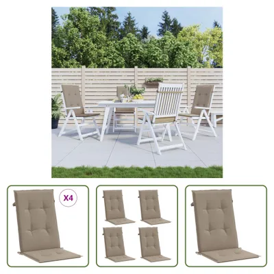 Image de The Living Store Coussin pour chaise de jardin à haut dossier 4pcs Taupe 120x50x3cm Tissu
