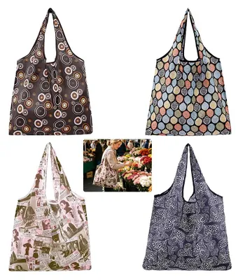 Produktbild von Faltbare Einkaufstaschen - 4 Stück - Für Einkäufe und Camping