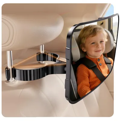 Produktbild von Babyspiegel Auto Rücksitz Spiegel 360° Verstellbar Bruchsicher Haken Clip Schwarz