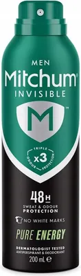 Zdjęcie produktu dla Mitchum Invisible 48hr Pure Energy Antiperspirant Deodorant Spray 200ml