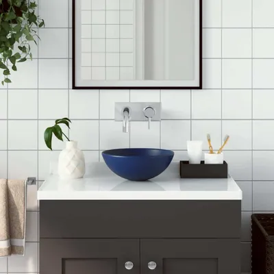 Immagine prodotto di The Living Store Lavabo in Vetroceramica blu scuro rotondo