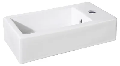 Productafbeelding van Differnz Hura L Fontein - Compacte Toiletfontein van Keramiek - Mat Wit - Rechthoekig - Afmetingen 40 x 22 x 11,5 cm - 1 Kraangat - Zonder Overloop - Inclusief Wastafel