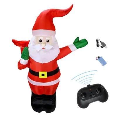 Produktbild von Aufblasbarer Weihnachtsmann, aufblasbare Weihnachtsmann-Figur mit Fernbedienung, 115 cm, Gartendekoration Außenbereich,Garten,Rasen,
