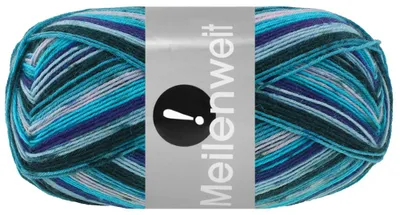 Produktbild von Lana Grossa MEILENWEIT 100 g AKTION! zeitlose 4-fach Sockenwolle 420 m Farbe 3041 - Graugrün/Anthrazit/Hellgrau/Dunkel-/Mittelblau geringelt