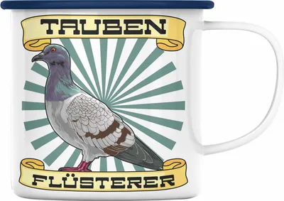 Produktbild von Trendation - Tauben Geschenkidee Taubenflüsterer Emaille Tasse mit Spruch für Taubenbesitzer Geschenk Taubenzüchter (Blau)