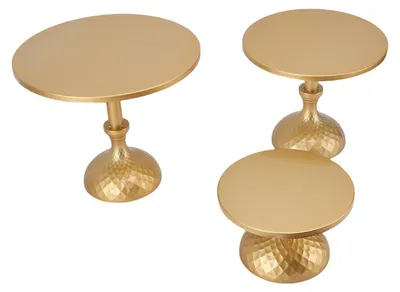 3er-Set Kuchenständer aus Eisen, rund, gold, 30/25/20 cm