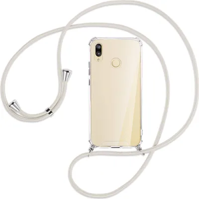 Produktbild von Handykette Backcover-Schutzhülle mit Band (Metall silberfarben) für Huawei P20 lite - broken white