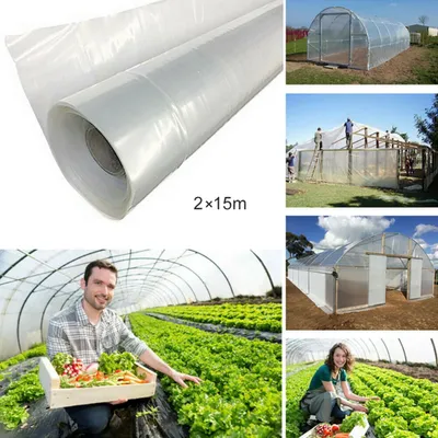 Produktbild von 15m Transparent Vegetable Greenhouse Agricultural Cultivation Plastic Cover Film 2m x 15m 300g 2m x 15m