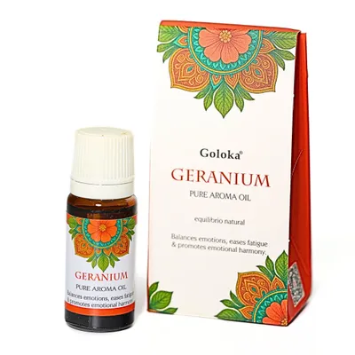 Produktbild von Goloka Duftöl - Indische Naturdüfte für Aromatherapie, Raumduft, Diffusor, Duftlampe (10ml), Geranium