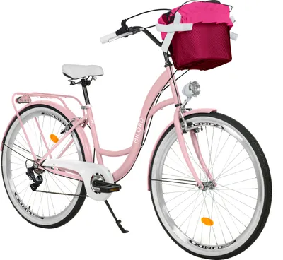 Produktbild von Milord Komfort Fahrrad Mit Korb Damenfahrrad, 28 Zoll, Rosa, 7 Gang Shimano