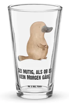 Produktbild von Mr. & Mrs. Panda Longdrinkglas Schnabeltier Mut - Transparent - Geschenk, Lebensweisheit, Cocktailglas, Arbeit, Training, Trinkglas, Glas, Meer, Tumbler, Pintglas