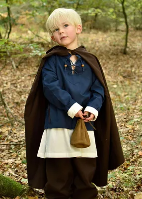 Image de Cape médiévale pour enfants Paul, marron - Viking manteau chevalier sorcier costume taille : 110