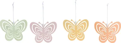 Produktbild von 4er Set Metall Anhänger Schmetterling Bunt Pastell Frühlingsdeko Ostern Deko