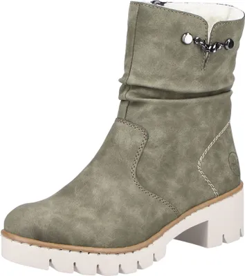 Produktbild von Rieker Damen Stiefelette Boot coole derbe Sohle Zierkette Schaft gerafft X5770, Größe:37 EU, Farbe:Grün