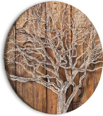 Produktbild von Runde Bilder 80x80 cm Baum Leinwandbild 1 tlg Kunstdruck modern Wandbilder XXL Wanddekoration Design Wand Bild Holzoptik Bretter Abstrakt b-C-10194-bc-a