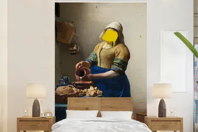 Produktbild von MuchoWow® Fototapete für Wohnzimmer oder Schlafzimmer Wandtapete Vinyl Motivtapete Milchmädchen - Johannes Vermeer - Gemälde - 155x240 cm - Tapete