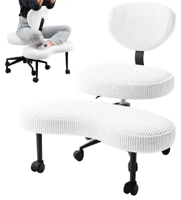 Zdjęcie produktu dla Krzesło biurowe, ergonomiczny design, regulowana wysokość, tkanina welurowa w kolorze białym