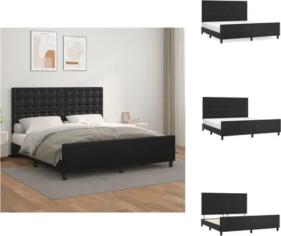 Image de vidaXL Cadre de lit avec tête de lit Noir 160x200 cm Similicuir - Lits & sommiers