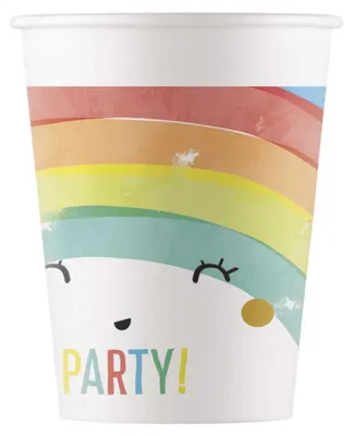 Productafbeelding van 8 papbekers, regenboog, pastelkleuren