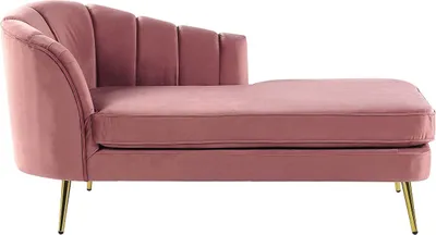 Produktbild von BELIANI Chaiselongue Rosa Samt Linksseitig mit Goldenen Metallbeinen Lehne Muschelform Glamourös Modern Muschelsofa Wohnzimmer Flur Ausstattung