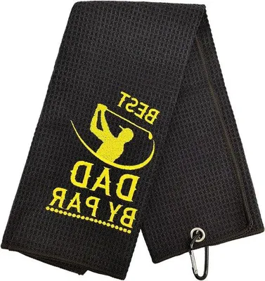 Produktbild von Golfhandtuch für den Papa, lustige Golfgeschenke für Männer - Golfaccessoires mit Clip - schwarz - Geschenk für Opa, Männer, Golfliebhaber - Weihnachten, Geburtstag.