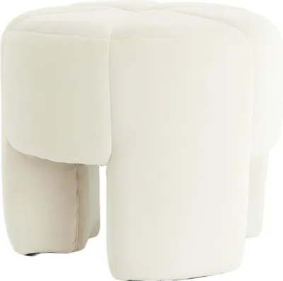 Image de Pouf Batoemi en velours blanc – Ø51x45 cm