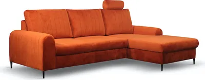 Productafbeelding van Hoekbank "Monaco", hoekbank met slaapfunctie, roestbruin / zwarte poten, chaise longue aan de rechterkant