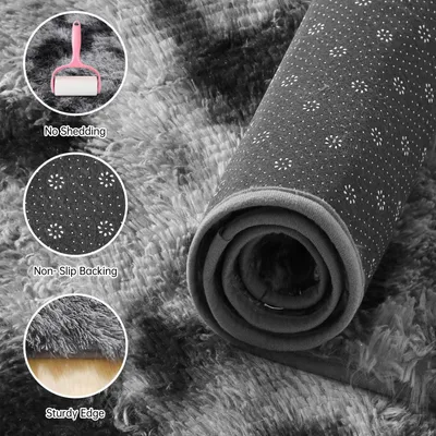 Image de Tapis moderne, à poils longs, 140 x 200 cm, antidérapant, idéal pour une chambre