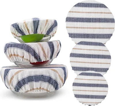 Produktbild von Brotgärungsabdeckungen: 3 elastische Abdeckungen aus Leinen-Baumwoll-Mischung – wiederverwendbare Abdeckung für Sauerteig, geeignet für Schüsseln von 20,3 bis 30,5 cm