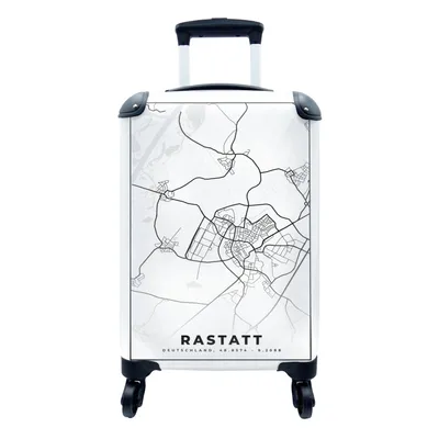 Produktbild von MuchoWow® Koffer Handgepäck Trolley Rollkoffer Kleine Reisekoffer mit 4 Rollen - Stadtplan - Rastatt - Karte - Cabin Size < 55x40x23 cm & 55x40x20 cm - Fotokoffer - Kabinenkoffer - Boardgepäck - Reise-Box - Reisekoffer - Reisegepäck - Koffer mit Bild - Trolley für Kinder