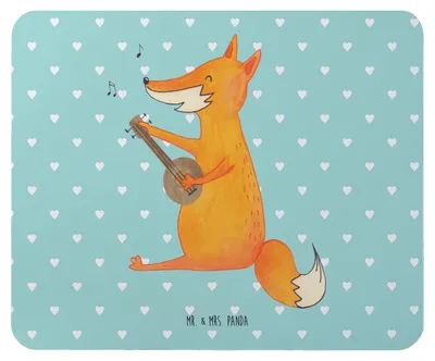 Produktbild von Mr. & Mrs. Panda Mauspad Fuchs Gitarre - Türkis Pastell - Geschenk, mousematte, Füchse, glücklich, laptop, Musik, pc mausunterlage, Mouse Pad, Mousepad, Optimistisch