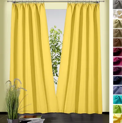 Produktbild von heimtexland ® Dekoschal Baumwolle Uni Gardine Kräuselband Schlaufen Vorhang Blickdicht Natur  Typ625 Bandschal HxB 150x135 cm Gelb