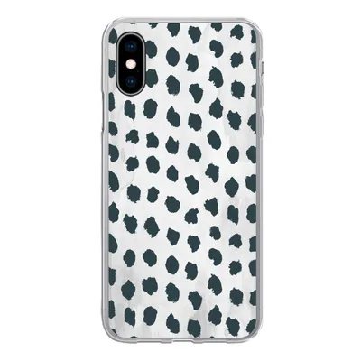 Produktbild von MuchoWow® Handyhülle Schutzhülle Hülle für iPhone X Polka dots - Schwarz - Marmor Silikon Softcase Handy Hülle - Handyhülle