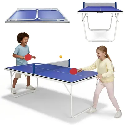 Immagine prodotto di Tavolo da ping pong pieghevole HyperMotion – tavolo da ping pong compatto per la casa con rete, racchette e palline, set da ping pong per interni