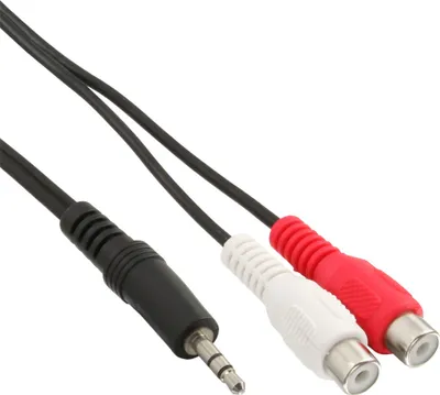 Produktbild von InLine® Cinch/Klinke Kabel, 2x Cinch Buchse an 3,5mm Klinke Stecker, 0,2m