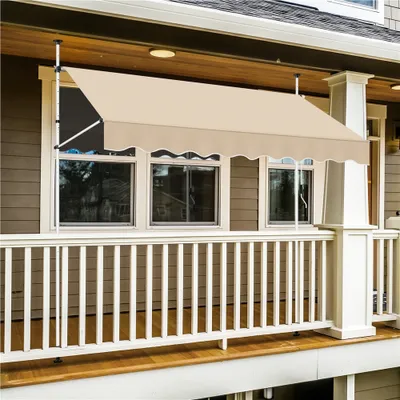 Produktbild von Yaheetech Balkonmarkise mit Handkurbel 250 cm L, Klemmmarkise Sonnenschutz ohne Bohren Sonnenmarkise höhenverstellbar, Beige