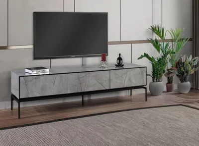 Produktbild von Sideboard RTV Lowboard Modern TV Ständer Wohnzimmer Grau Holz Tisch