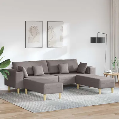 Imagen del producto de vidaXL Sofá de 3 plazas, color taupe, tapizado en tela