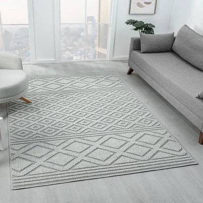 Produktbild von Boho-Design-Vloerkleed aus Hochfaden-Gris-Stoff in 120x170 cm Größe