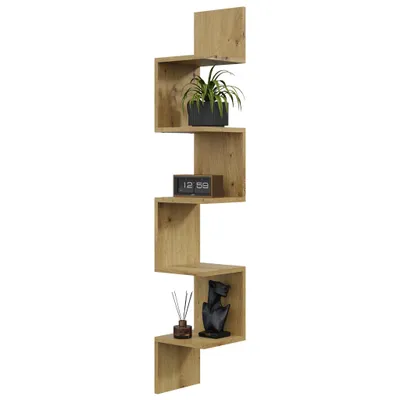 Produktbild von Eckregal MIDI Eiche Artisan – elegantes Hängeregal in moderner Holzoptik, platzsparendes Wand-Eckregal für Bücher und Dekoration