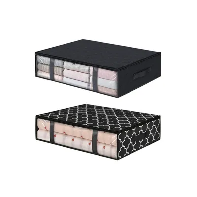 Produktbild von 2 Stück Unterbettkommode Quilt Kleidung Organizer,Unterbettbox,Unterbett Aufbewahrung,Staubdicht Stauraum Lagerung unter dem Bett,60*45*15cm